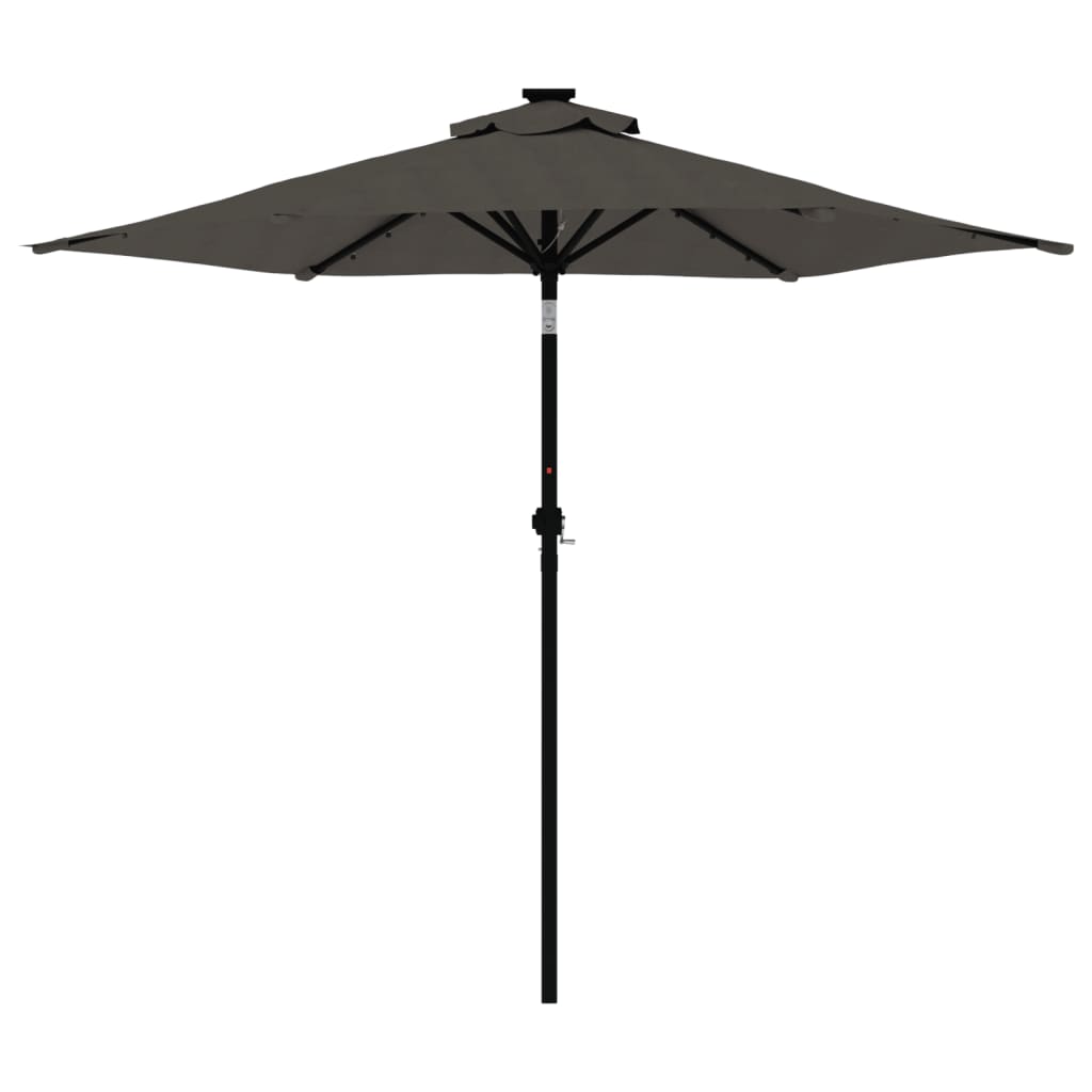 Vrtni suncobran s čeličnom šipkom LED antracit 225x225x212 cm