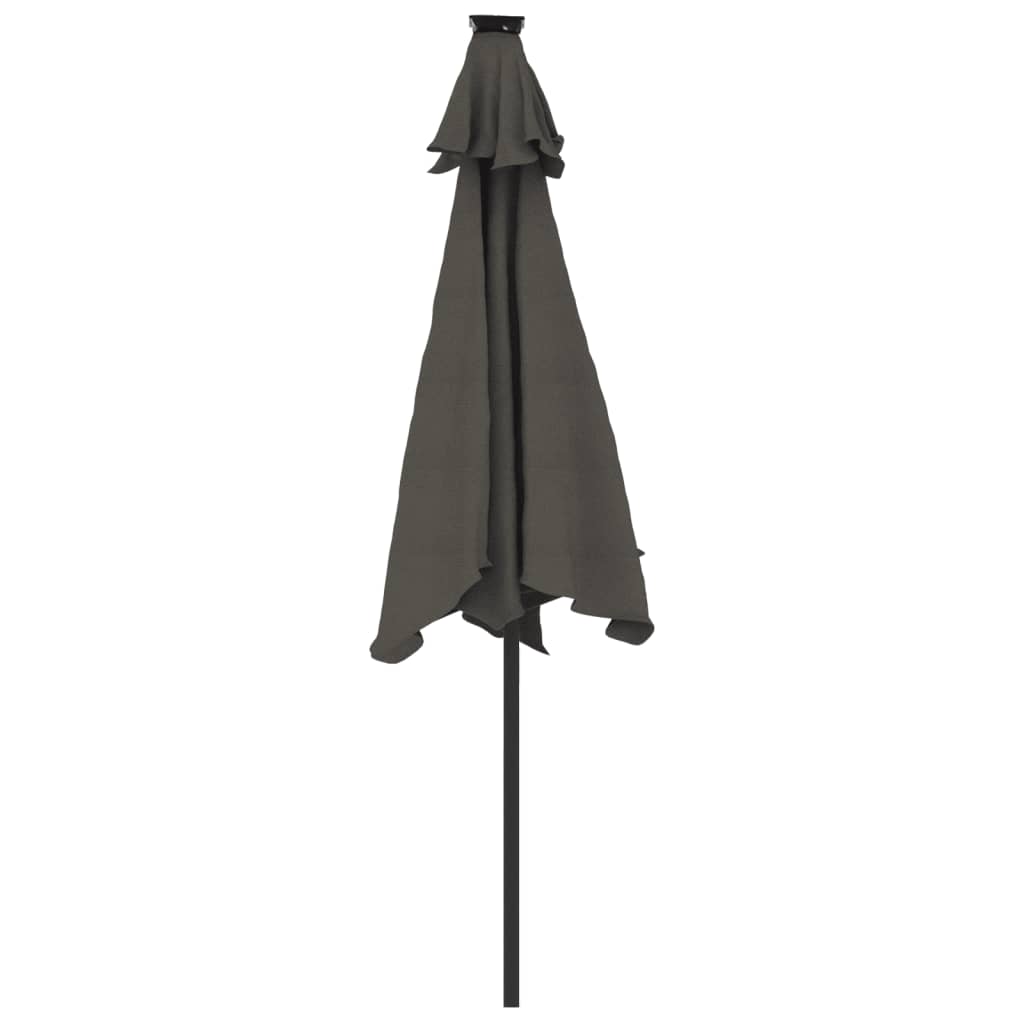 Vrtni suncobran s čeličnom šipkom LED antracit 225x225x212 cm