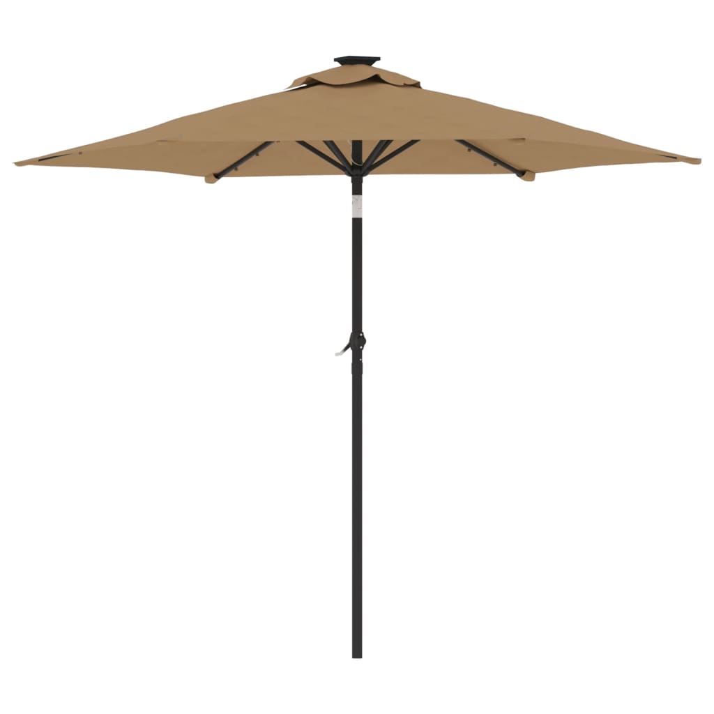 Vrtni suncobran s čeličnom šipkom LED smeđesivi 225x225x212 cm