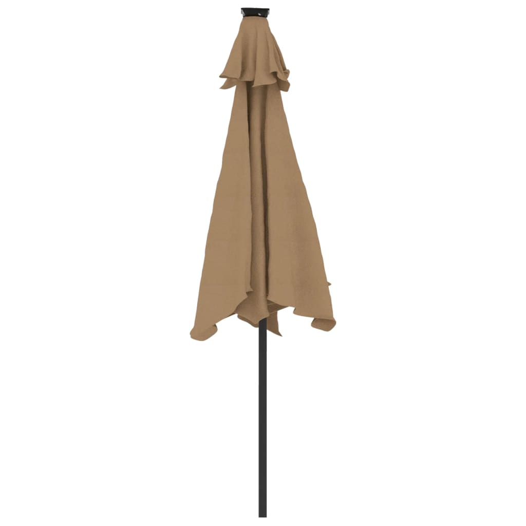 Vrtni suncobran s čeličnom šipkom LED smeđesivi 225x225x212 cm