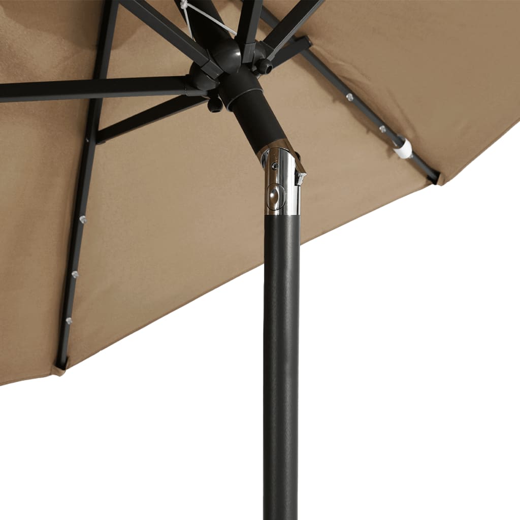 Vrtni suncobran s čeličnom šipkom LED smeđesivi 225x225x212 cm