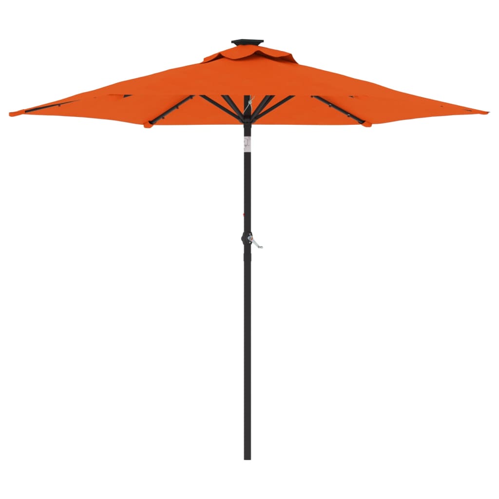 Vrtni suncobran s čeličnom šipkom LED terakota 225x225x212 cm