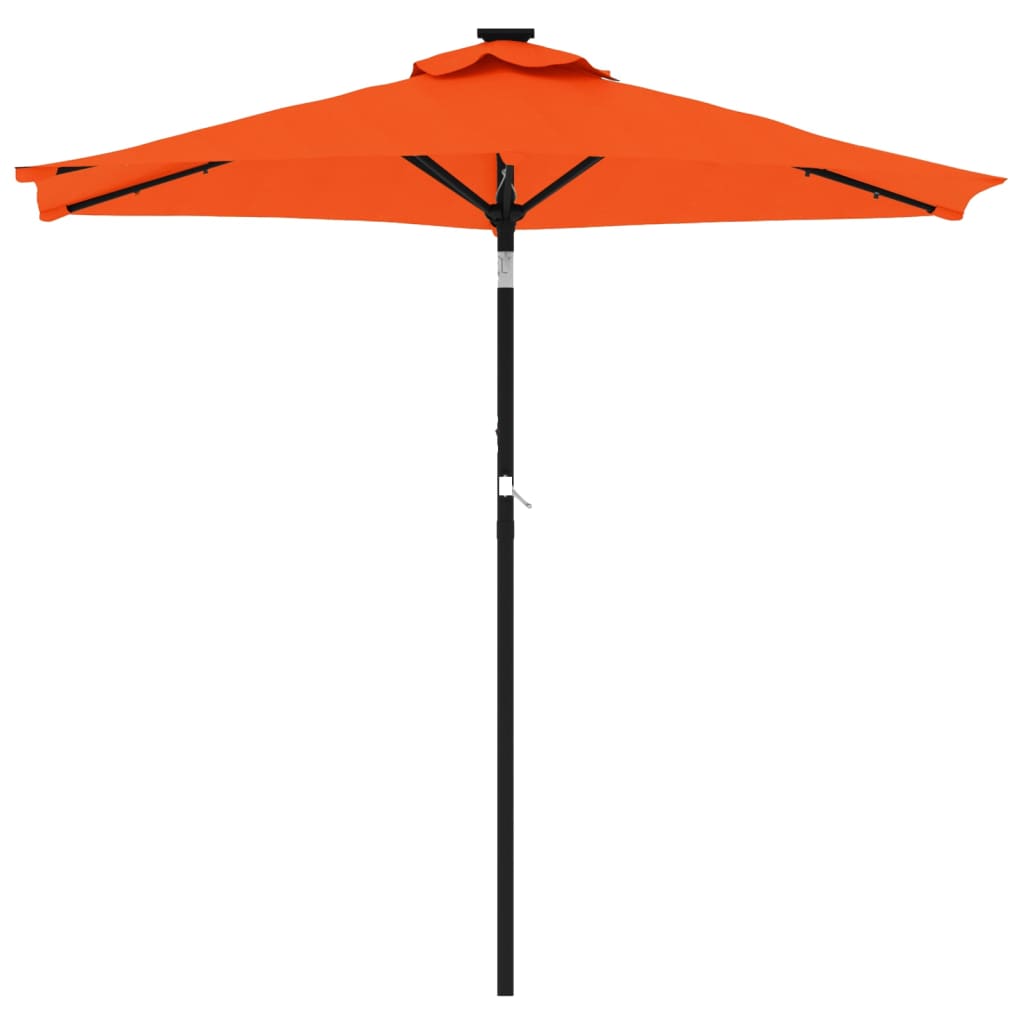 Vrtni suncobran s čeličnom šipkom LED terakota 225x225x212 cm
