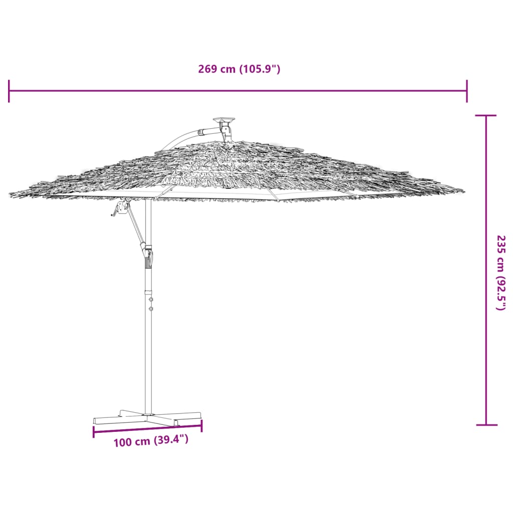 Vrtni suncobran s drvenim stupom zeleni 269x269x235 cm
