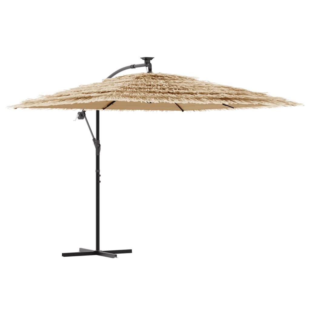 Vrtni suncobran LED s čeličnom šipkom smeđi 269x269x235 cm