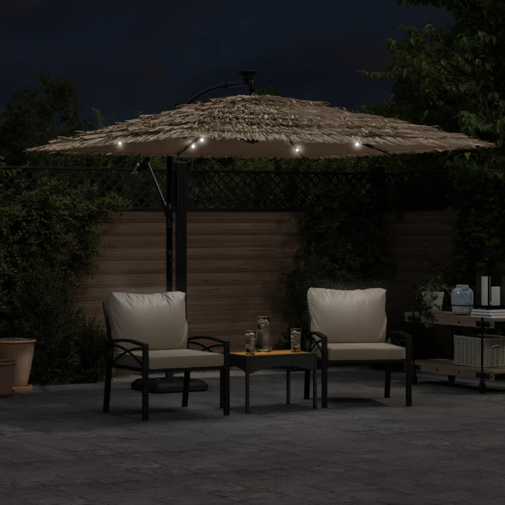 Vrtni suncobran LED s čeličnom šipkom smeđi 269x269x235 cm