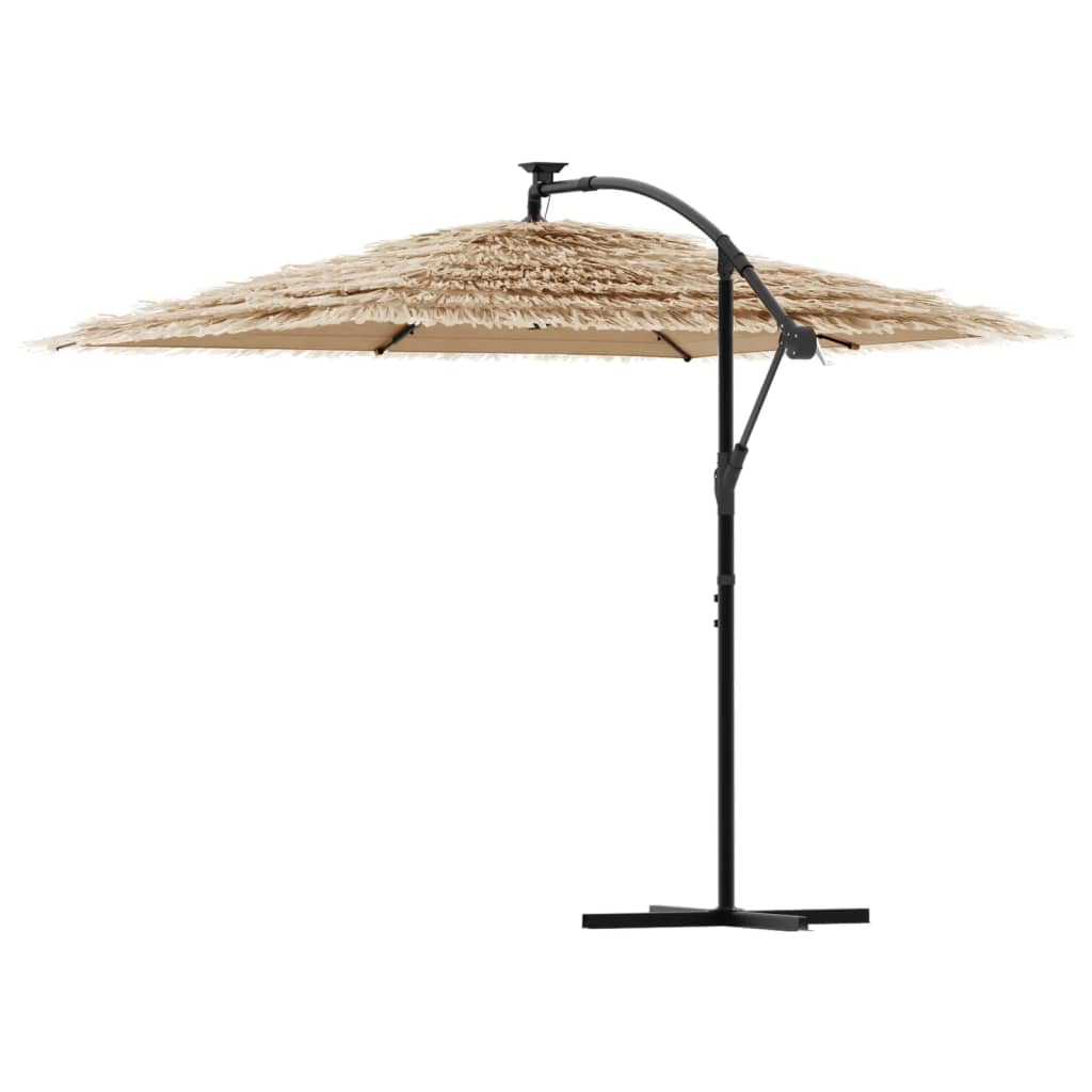 Vrtni suncobran LED s čeličnom šipkom smeđi 269x269x235 cm