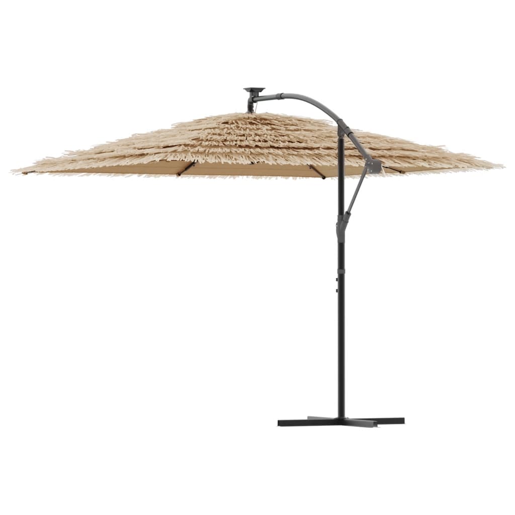 Vrtni suncobran LED s čeličnom šipkom smeđi 290x290x238 cm