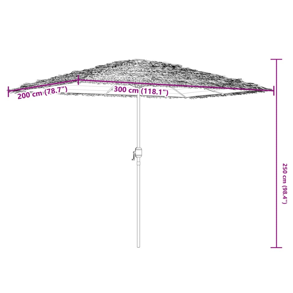Vrtni suncobran s čeličnom šipkom plavi 300 x 200 x 250 cm