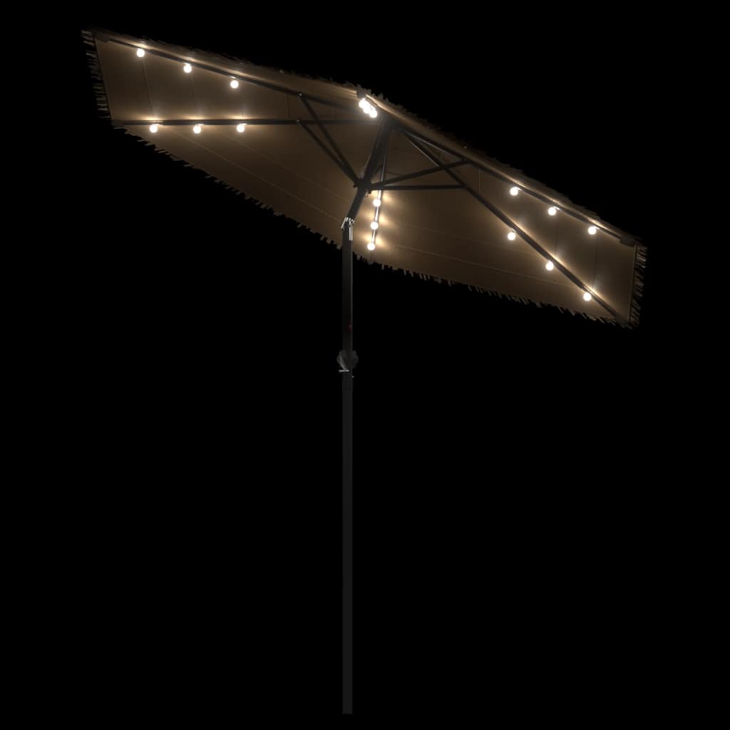 Vrtni suncobran LED s čeličnom šipkom smeđi 223x223x213 cm