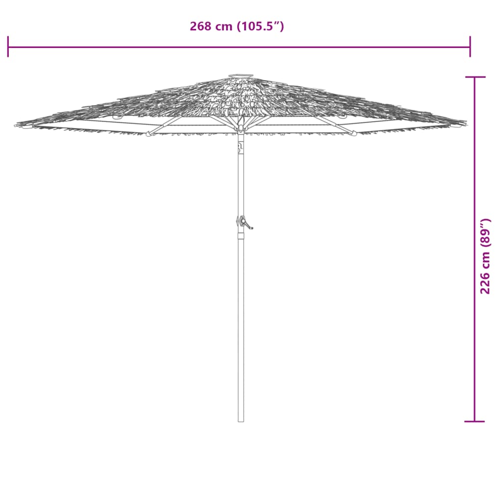 Vrtni suncobran LED s čeličnom šipkom smeđi 268x268x226 cm