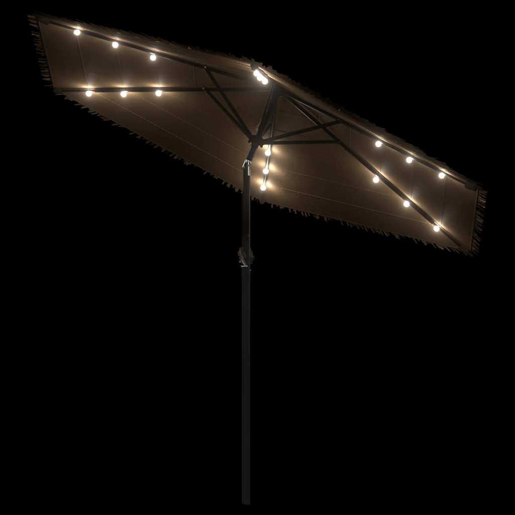 Vrtni suncobran LED s čeličnom šipkom smeđi 288x288x225 cm