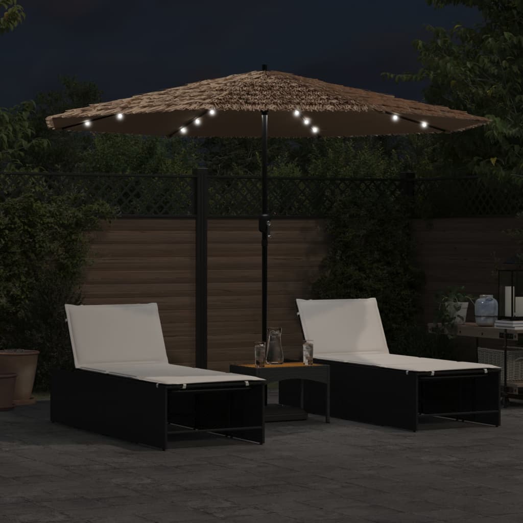 Vrtni suncobran LED s čeličnom šipkom smeđi 324x324x247 cm