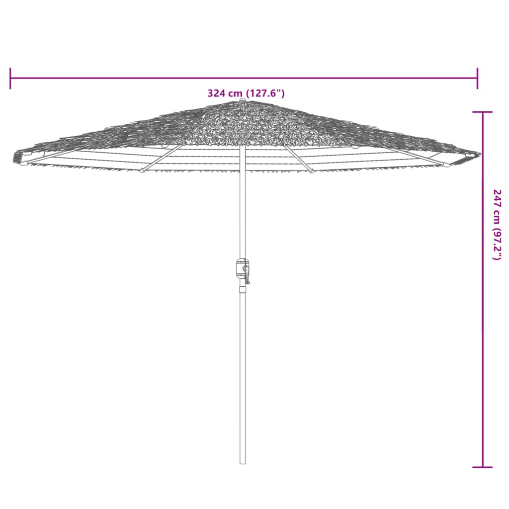 Vrtni suncobran LED s čeličnom šipkom smeđi 324x324x247 cm