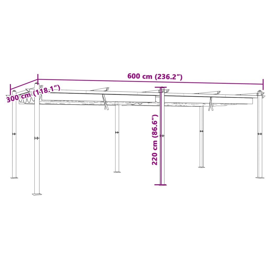 Vrtna sjenica s pomičnim krovom 3 x 6 m krem aluminijska
