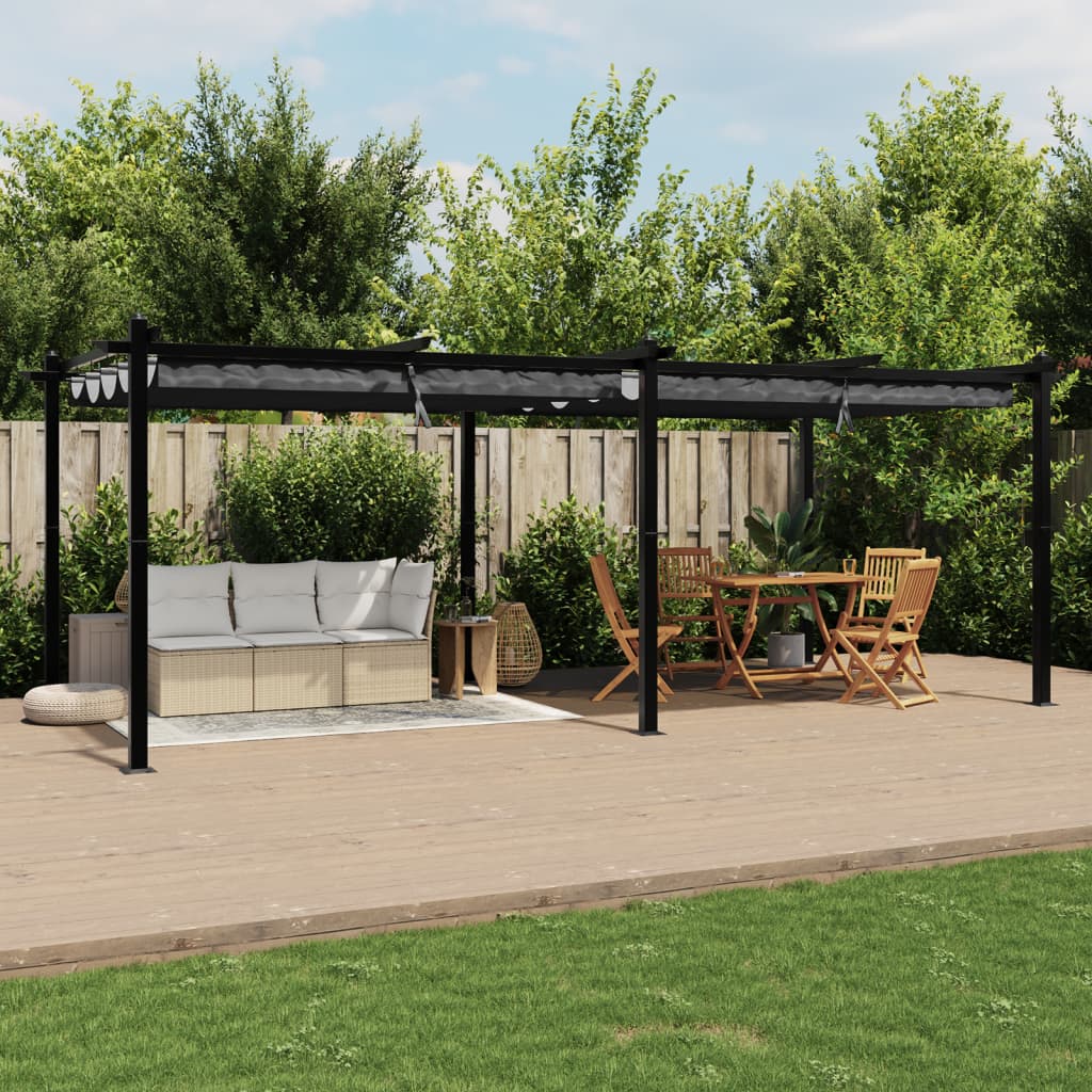 Vrtna sjenica s pomičnim krovom 3 x 6 m antracit aluminijska