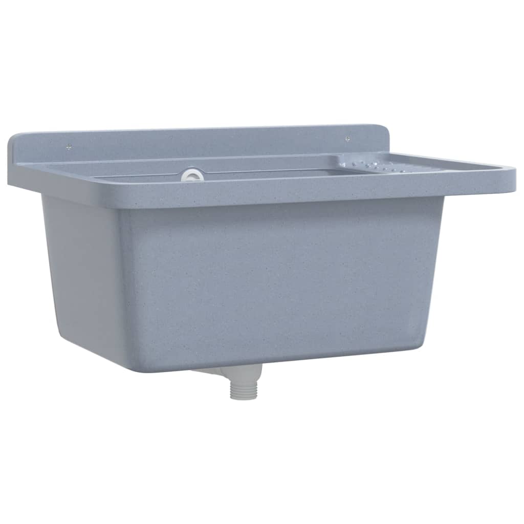 Umivaonik za zidnu montažu sivi 60x40x28 cm od smole