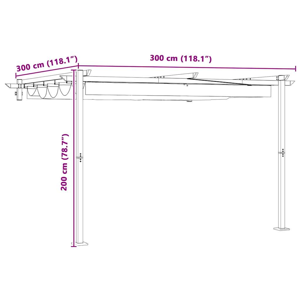 Gazebo Antracit 300 x 300 x 200 cm Poliester