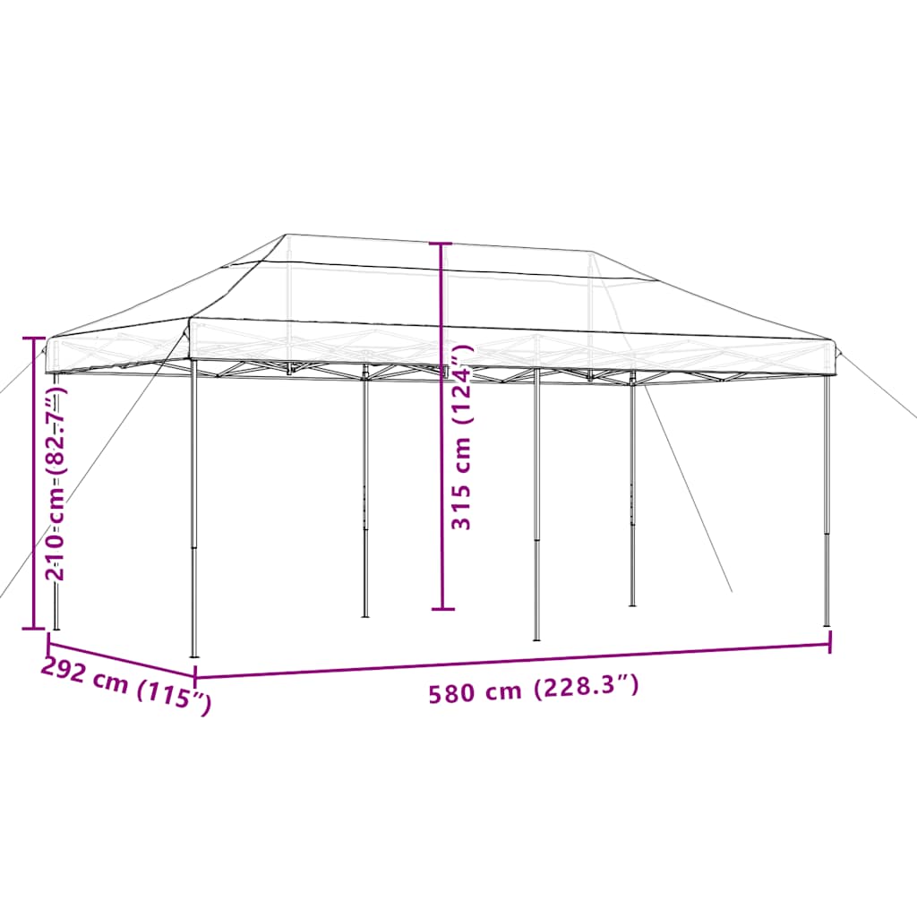 Sklopivi prigodni šator za zabave crni 580x292x315 cm