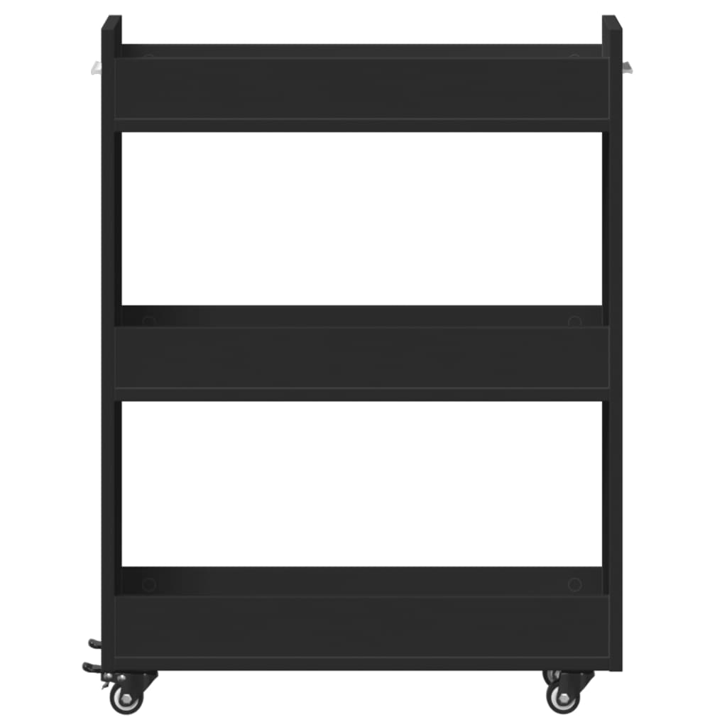 Ormarić s kotačima crni 60 x 22 x 79 cm od konstruiranog drva