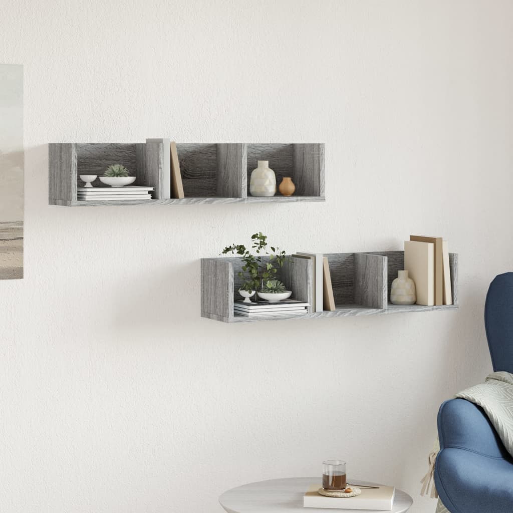 Zidni ormarići 2 kom siva sonome 75x18x16,5cm konstruirano drvo