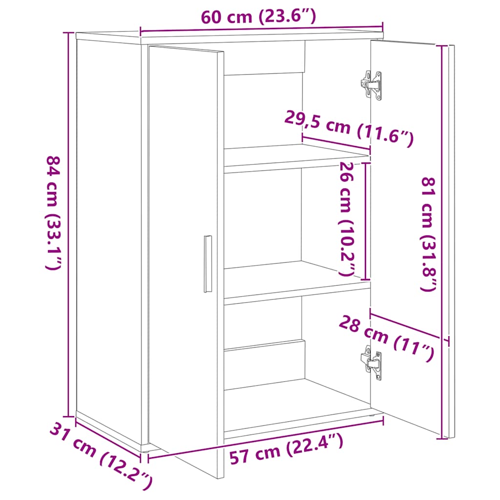 Komoda boja hrasta sonome 60x31x84 cm od konstruiranog drva