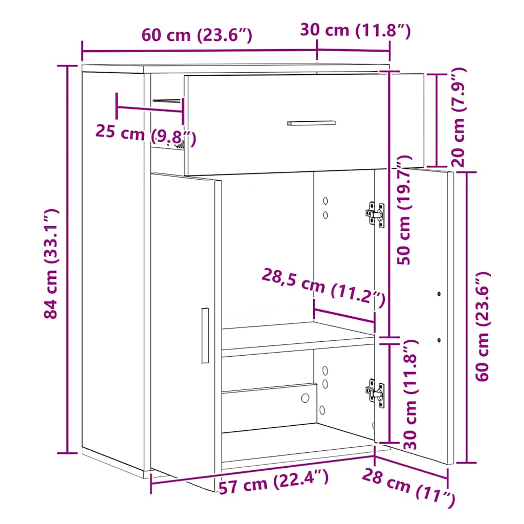 Komoda boja hrasta sonome 60x30x84 cm konstruirano drvo