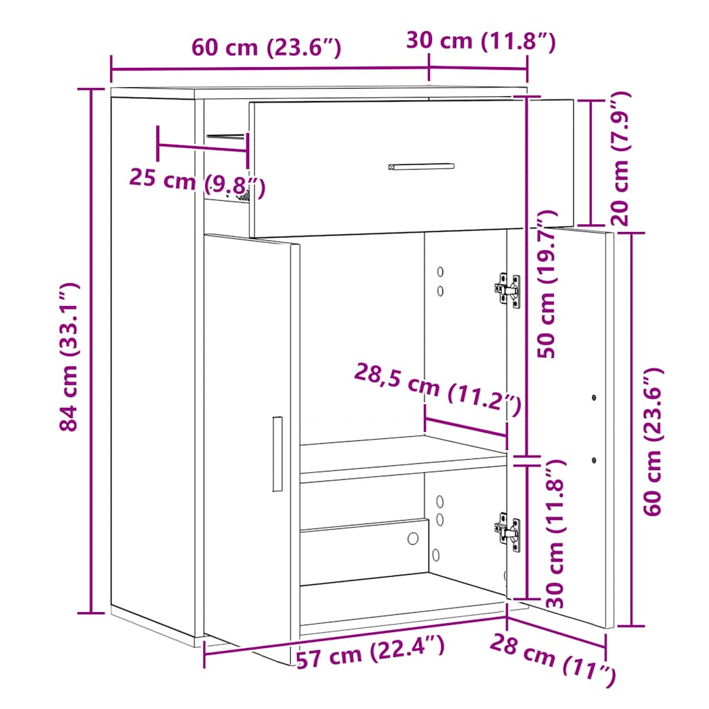 Komoda boja hrasta sonome 60x30x84 cm od konstruiranog drva