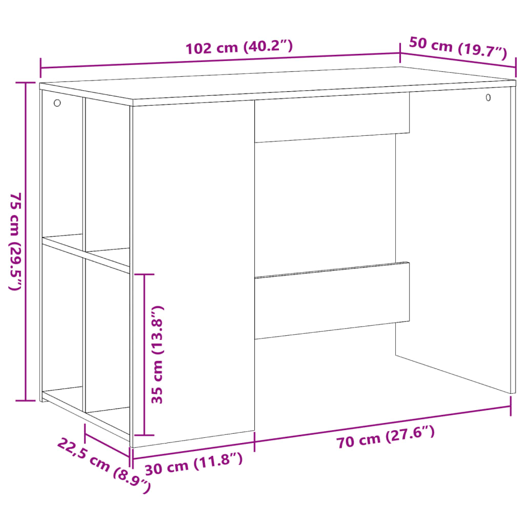 Radni stol boja betona 102 x 50 x 75 cm od konstruiranog drva