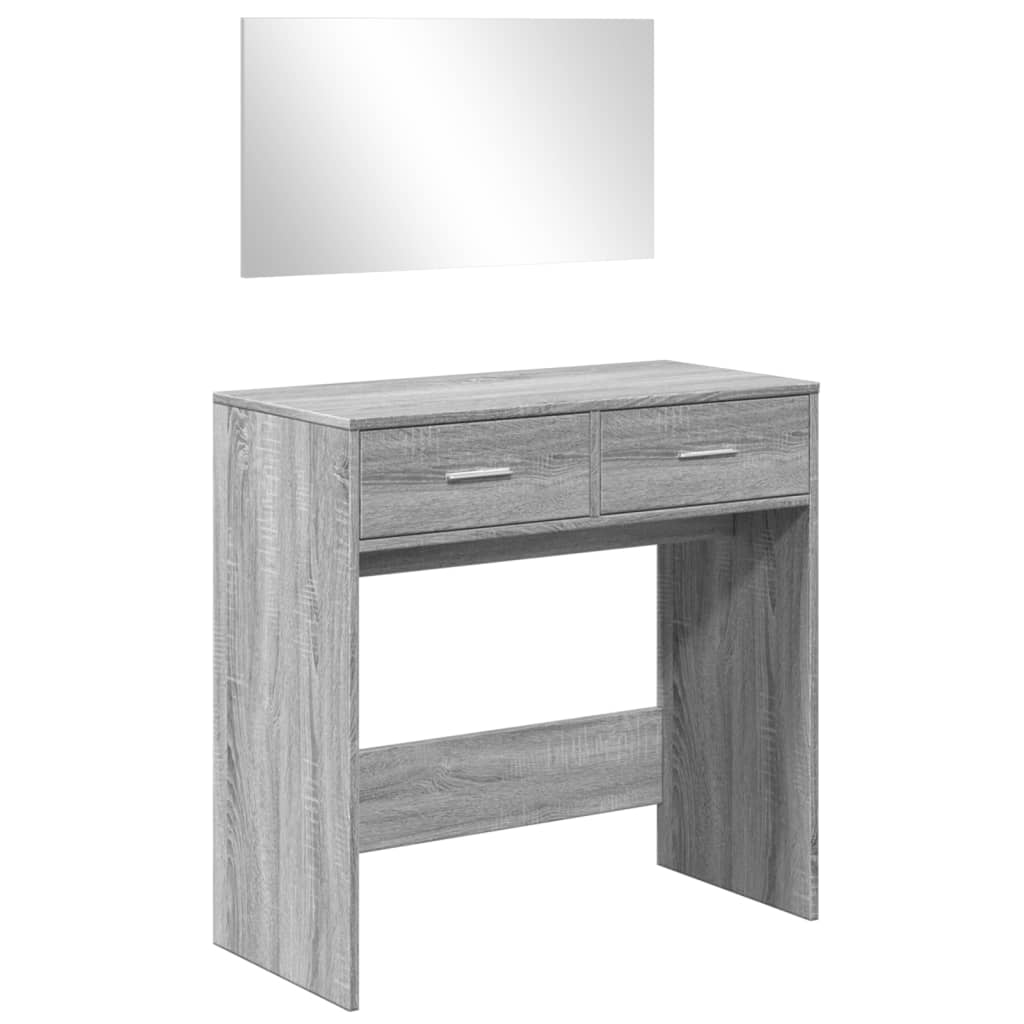 Toaletni stolić s ogledalom boja sivog hrasta 80x39x80 cm