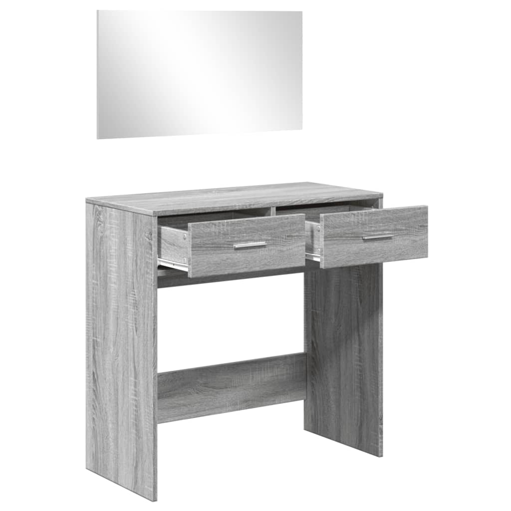 Toaletni stolić s ogledalom boja sivog hrasta 80x39x80 cm
