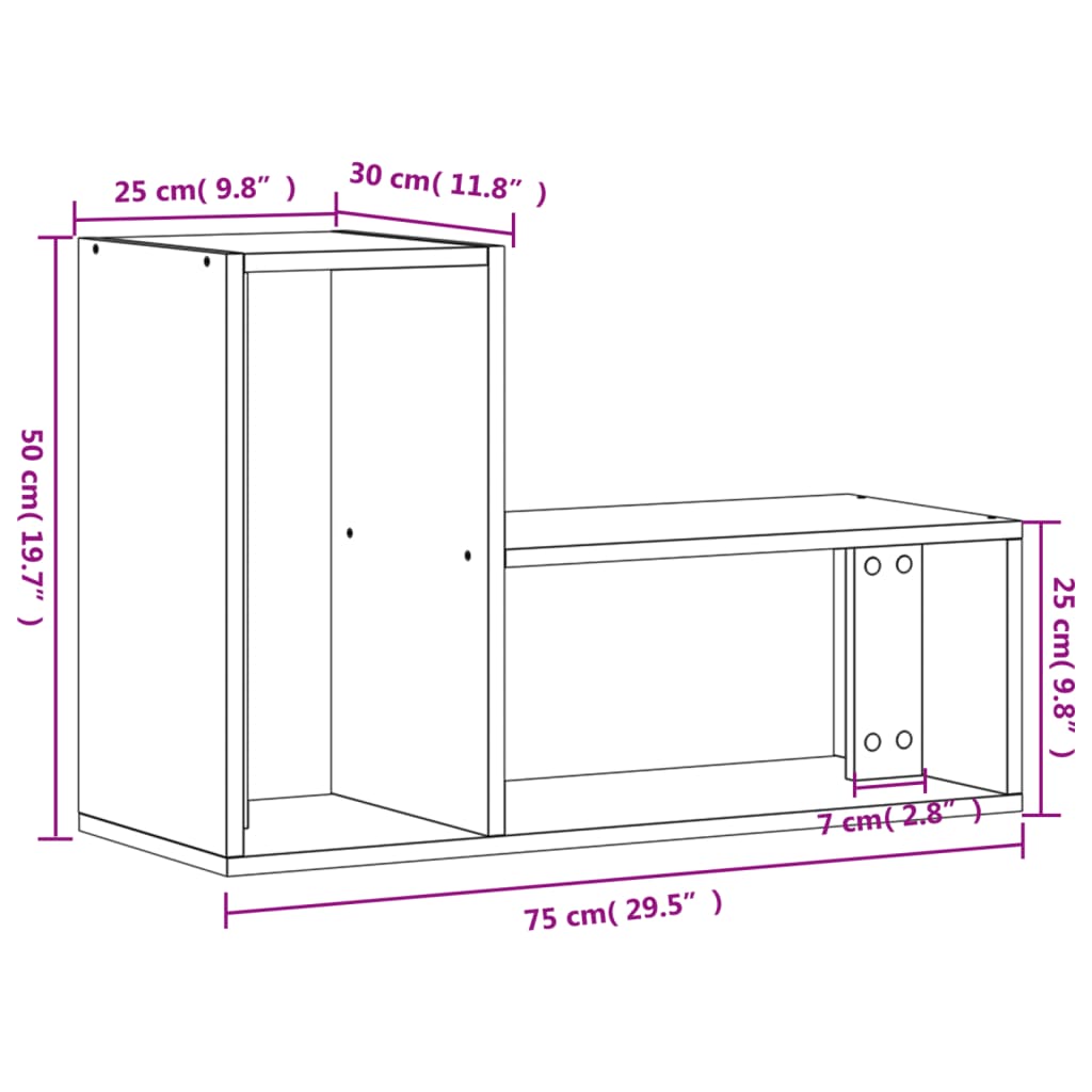 TV ormarići 2 kom boja hrasta 75x30x50 cm od konstruiranog drva
