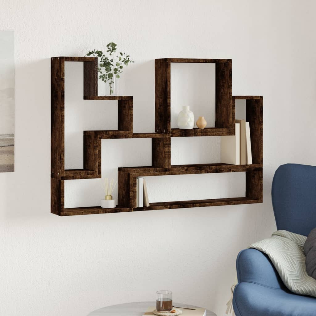 Zidna polica boja dimljenog hrasta 96x12x64cm konstruirano drvo