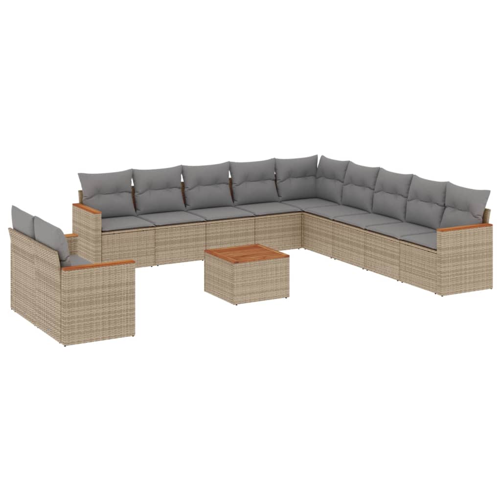 12-dijelni set vrtnih sofa s jastucima bež od poliratana
