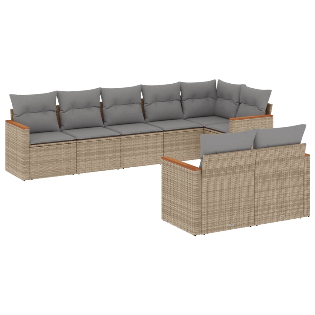 8-dijelni set vrtnih sofa s jastucima bež od poliratana