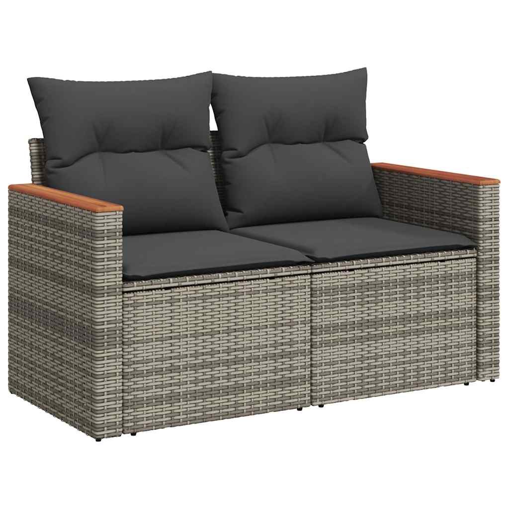9-dijelni set vrtnih sofa od poliratana s jastucima sivi