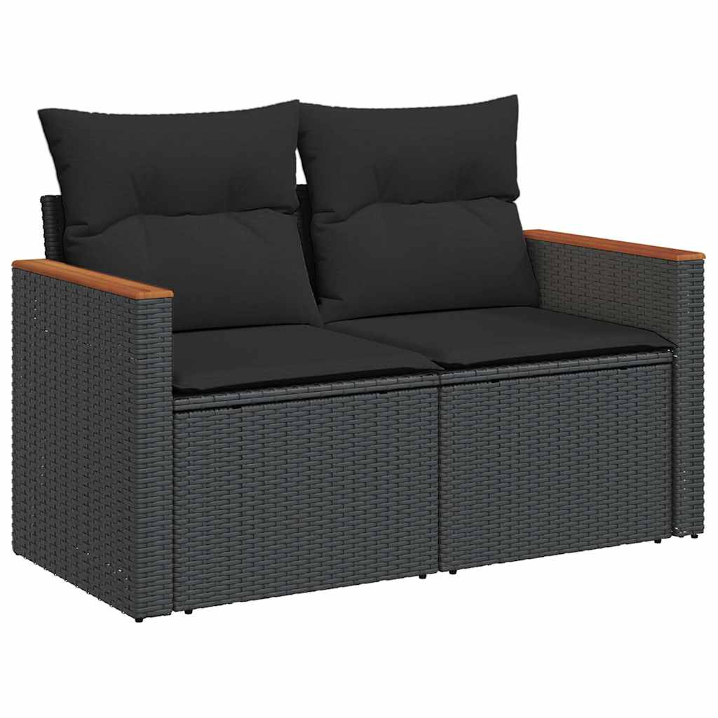 9-dijelni set vrtnih sofa s jastucima crni od poliratana