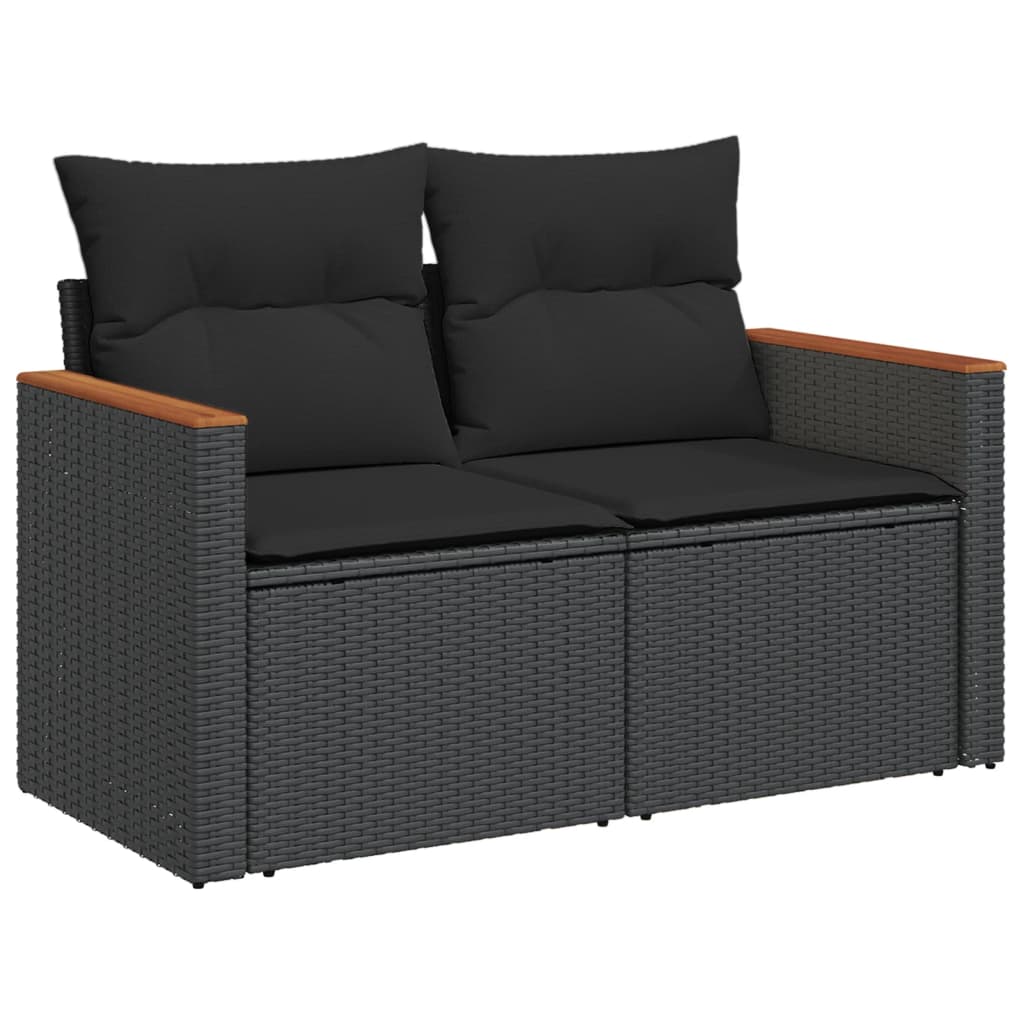 7-dijelni set vrtnih sofa od poliratana s jastucima crni