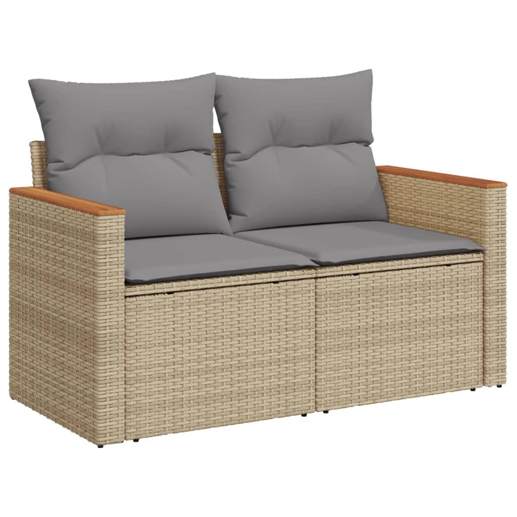 11-dijelni set vrtnih sofa s jastucima bež od poliratana