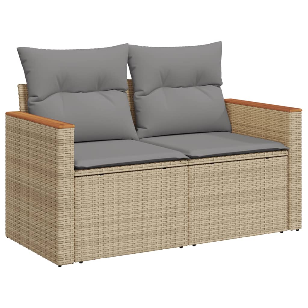 11-dijelni set vrtnih sofa s jastucima bež od poliratana