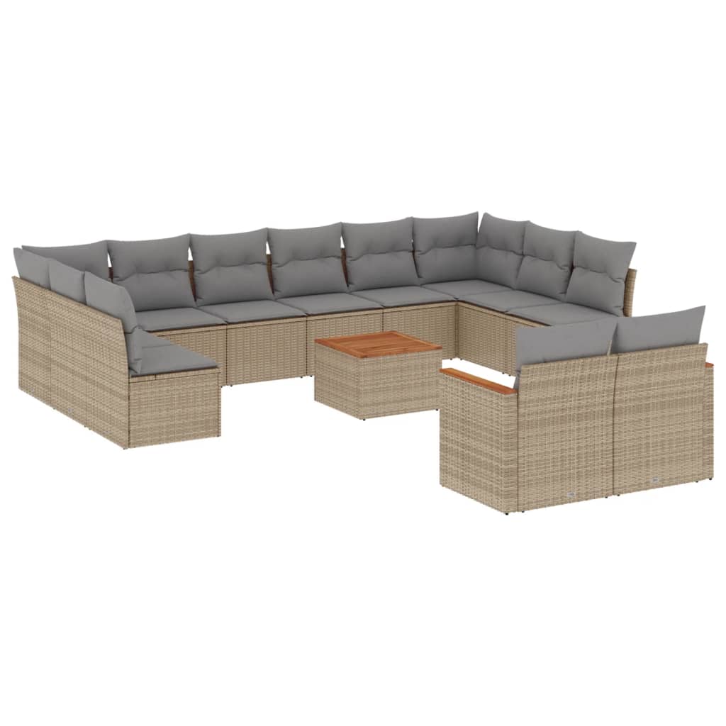 13-dijelni set vrtnih sofa s jastucima bež od poliratana