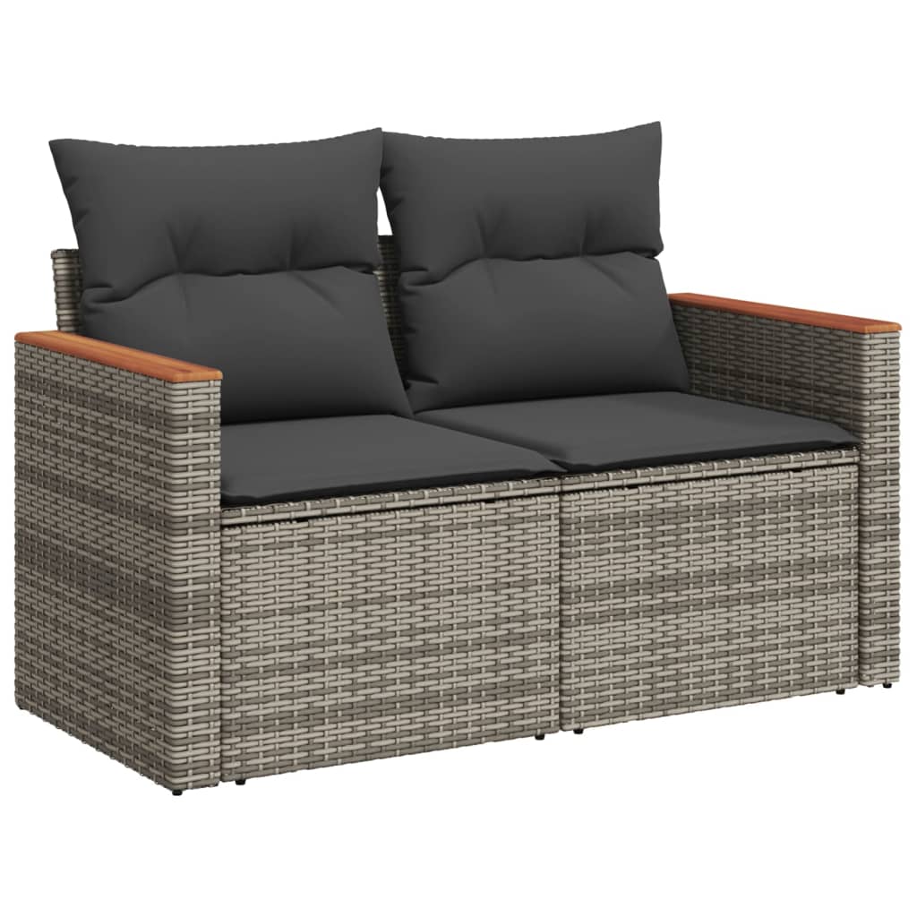 14-dijelni set vrtnih sofa od poliratana s jastucima sivi