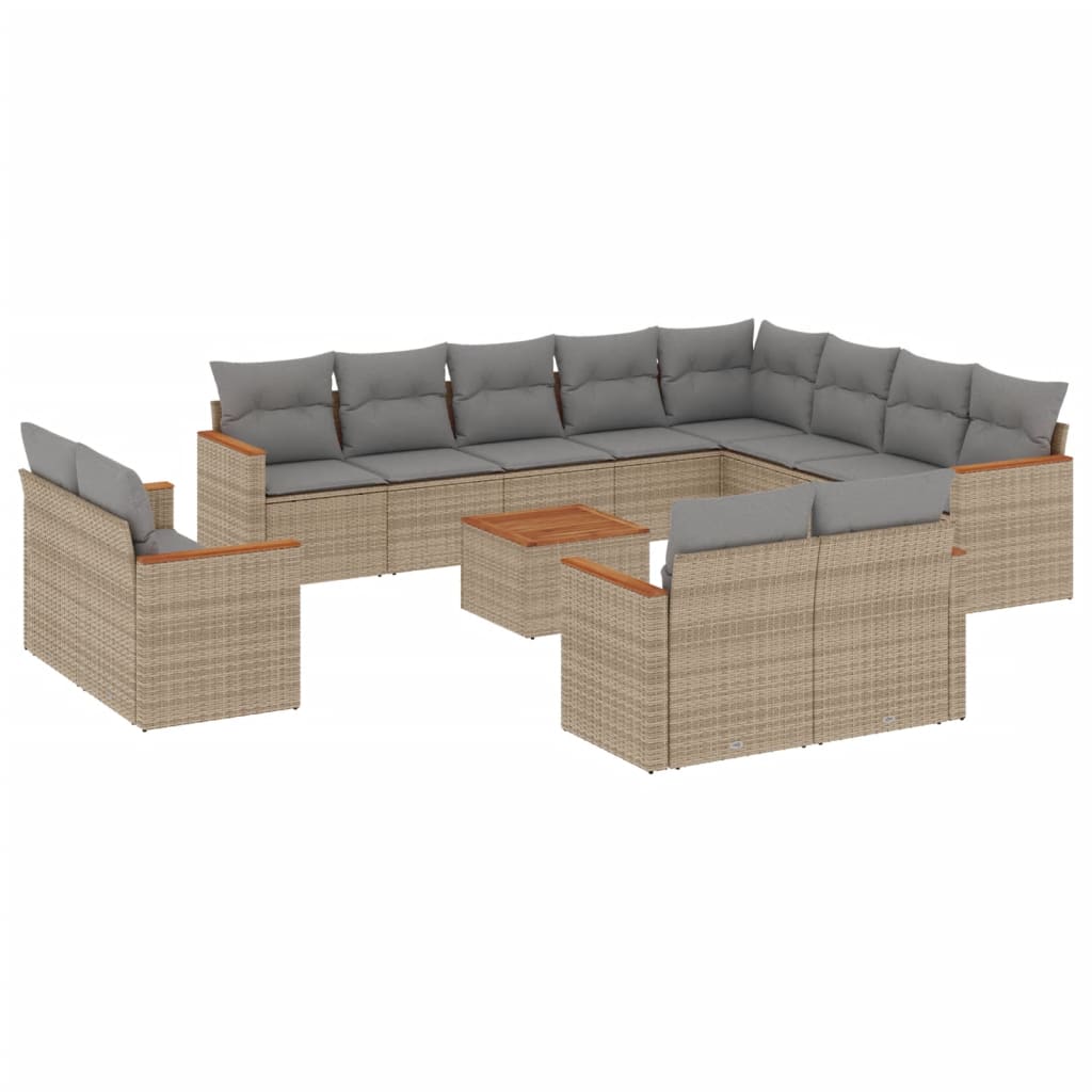 13-dijelni set vrtnih sofa s jastucima bež od poliratana