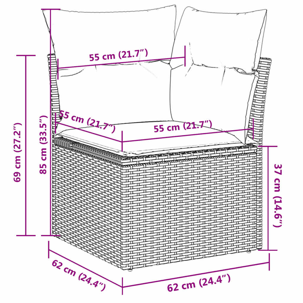 4-dijelni set vrtnih sofa od poliratana s jastucima sivi