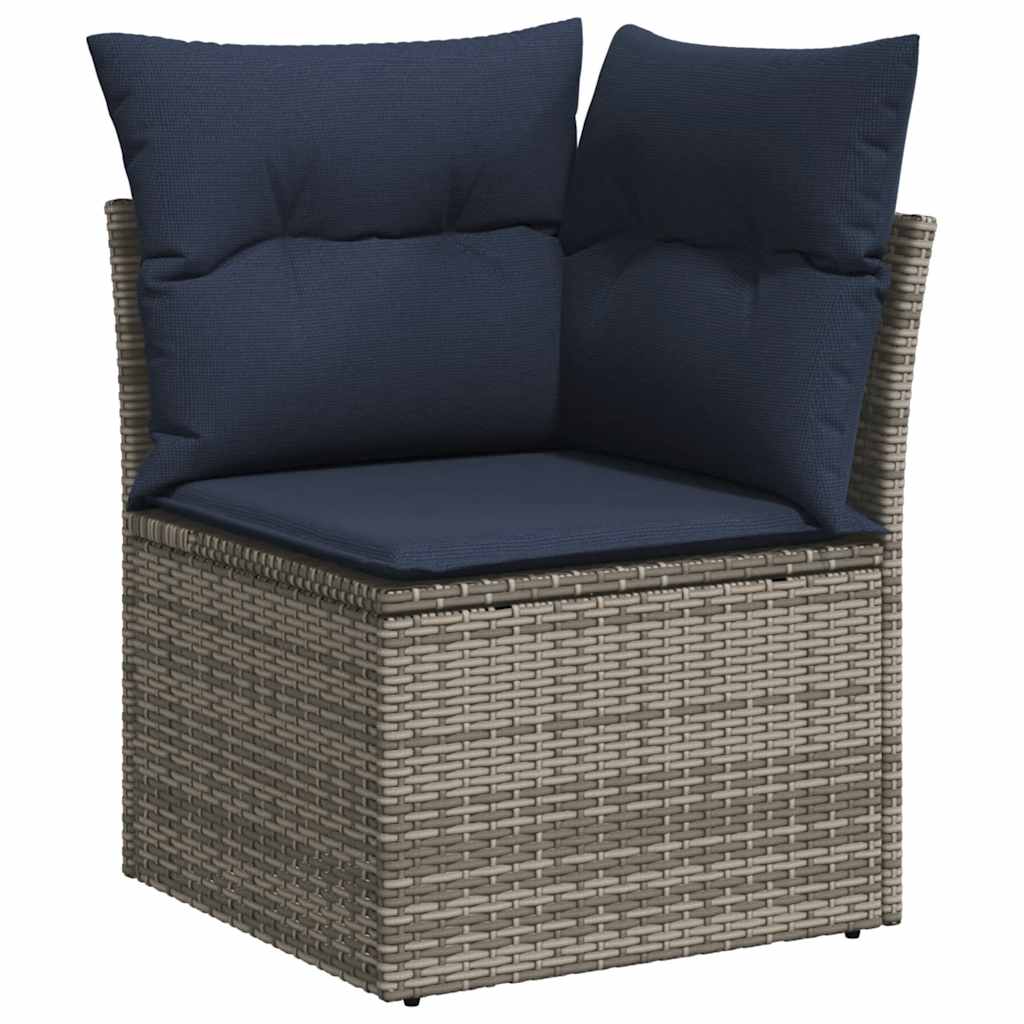 5-dijelni set vrtnih sofa od poliratana s jastucima sivi