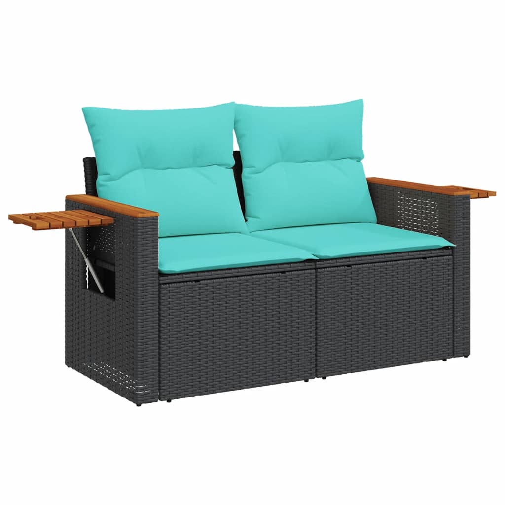 5-dijelni set vrtnih sofa od poliratana s jastucima crni