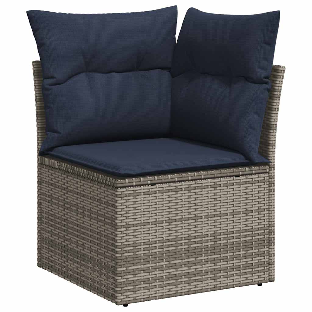 7-dijelni set vrtnih sofa od poliratana s jastucima sivi