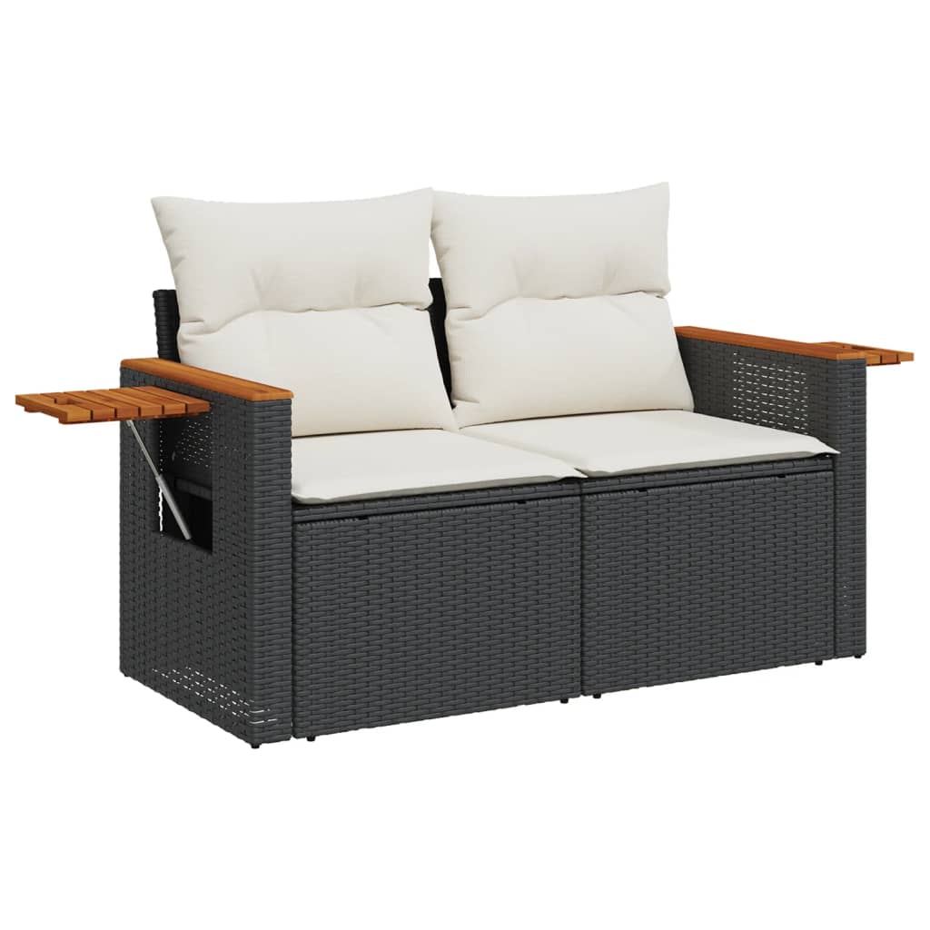 8-dijelni set vrtnih sofa od poliratana s jastucima crni