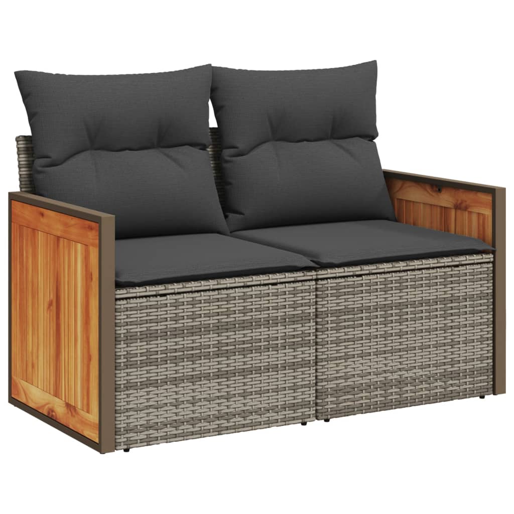 6-dijelni set vrtnih sofa od poliratana s jastucima sivi