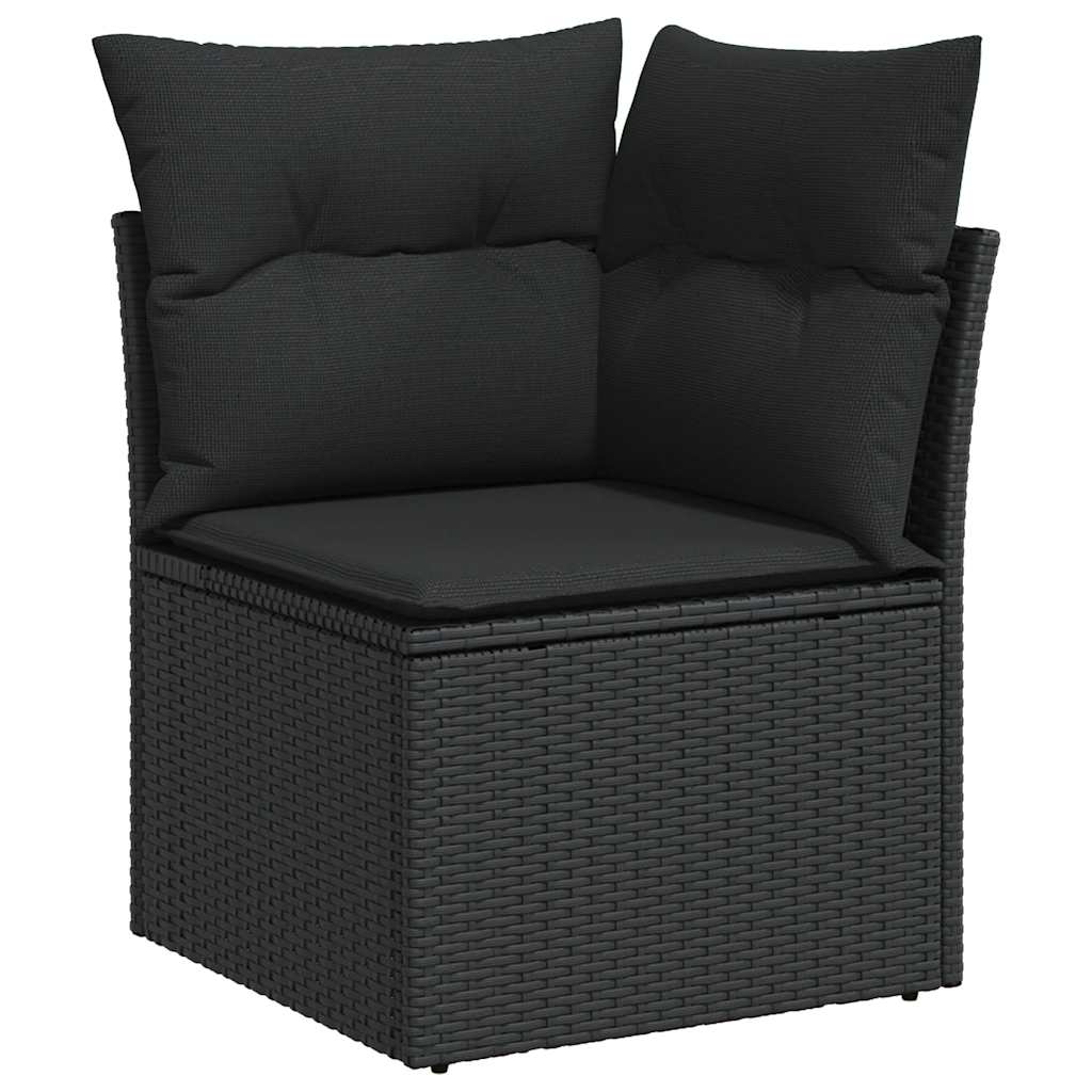 7-dijelni set vrtnih sofa od poliratana s jastucima crni